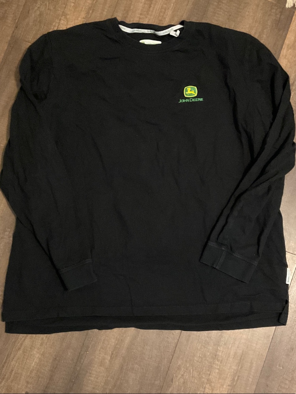 John Deere Black Long Sleeve Crewneck with Green Logo